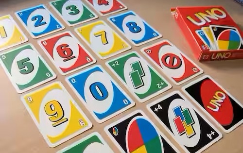 Displayed UNO cards